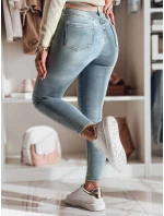 Dámske džínsové úzke nohavice so zdobením LUMITTA modré FashionStreet UY2429