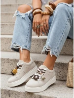 Dámske semišové tenisky s ozdobnou platformou svetlo béžové FashionStreet ZY1420
