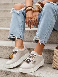 Dámske semišové tenisky s ozdobnou platformou svetlo béžové FashionStreet ZY1420