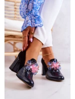 Zamszowe Wężowe Czółenka Na Słupku Czarne Sofie