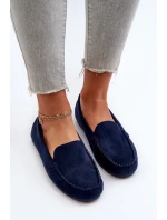 Damskie Zamszowe Mokasyny Granatowe Ranica