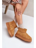 Niskie Śniegowce Damskie Na Platformie Ocieplane Futerkiem Camel Saldren Niskie Śniegowce Damskie Na Platformie Ocieplane Futerkiem Camel Saldren