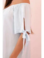 Dámske viskózové šaty s viazaním na rukávoch modré Dámske viskózové šaty s viazaním na rukávoch modré