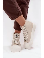 Trampki Damskie Na Platformie LEE 50253002.35E ISLA WOMEN MID Beżowe