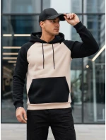 Pánska základná mikina s kapucňou béžová FashionStreet BX5890