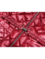Červená prešívaná dámska bunda s opaskom (BH2208) Červená prešívaná dámska bunda s opaskom (BH2208)