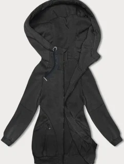 Dámska dlhá voľná mikina s rebrovanými manžetami čierna (AMG-332A)