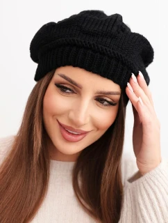 Dámska zimná vlnená čiapka s ozdobnými kryštálmi K459 čierna