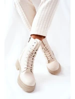 Wysokie Botki Workery Beżowe Rozelle