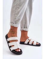 Damskie Klapki Materiałowe Na Rzep Białe Lamirose