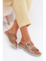 Dámske papuče s prackou a suchým zipsom Brown INBLU MK000013