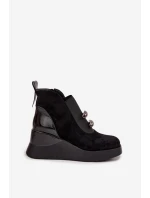 Dámské kotníčkové boty na platformě D&A MR52-106 Černé