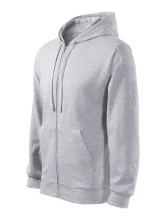 Módna mikina na zips pánska svetlo šedá melír