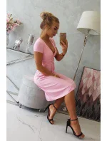 Tehotenské šaty s výstrihom 60942 ružové - Kesi