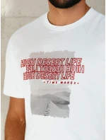 Pánske biele tričko s potlačou FashionStreet RX5487 Pánske biele tričko s potlačou FashionStreet RX5487