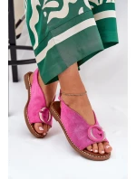 Płaskie Sandały Z Ozdobą Różowe Haliones