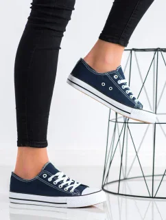 Módne tenisky modré dámske bez podpätku