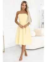 641-3 VIVIENNE korzetové midi šaty s opaskom - pastelovo žlté
