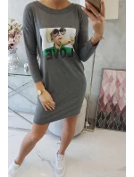Šaty s potlačou Love v grafitovej farbe