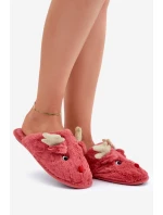 Kapcie Świąteczne Z Motywem Renifera Futrzane Koralowe Asielle