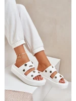 Piankowe Klapki Damskie Z Przypinkami Białe Ravanala