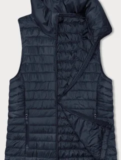 Tmavomodrá tenká dámska vesta so stojačikom (16M9072-215)