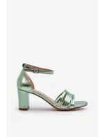 Sandały Na Słupku Z Paseczkami Zielone Enitia