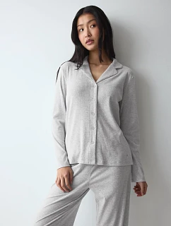 Svetřík Mix & Match LSL Top BF Soft, sivý, Grey Combination – TRIUMPH
