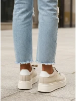 Dámske semišové tenisky s ozdobnou platformou svetlo béžové FashionStreet ZY1420
