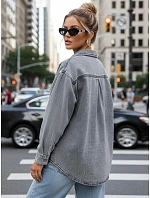 Dámska džínsová košeľová bunda šedá FashionStreet TY5679