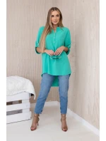 Blúzka s predĺženým zadným dielom tmavá mentolová
