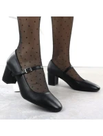 Čierne lodičky Sergio Leone na nízkom podpätku s remienkom PB176