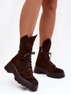 Dámské workery Z Naturalnego Zamszu Zazoo 976 Čokoládové