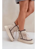 Dámske vyšívané snehule na platforme svetlo béžové Naleris Dámske vyšívané snehule na platforme svetlo béžové Naleris