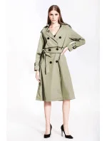 Dvojradový kabát v khaki farbe s opaskom (AG3-011) Dvojradový kabát v khaki farbe s opaskom (AG3-011)