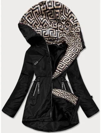 Čierno-béžová dámska bunda pre prechodné obdobie (B8037-1046) Čierno-béžová dámska bunda pre prechodné obdobie (B8037-1046)
