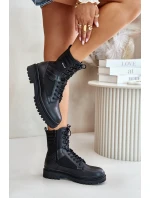 Skórzane Trapery Botki Męskie Ocieplane Big Star OO174164 Czarne