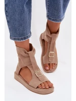 Dámské sandály s vysokým svrškem tmavě béžové Coralya