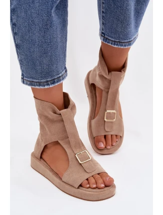 Dámské sandály s vysokým svrškem tmavě béžové Coralya