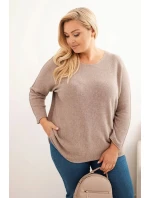Dámsky plus size sveter s lodičkovým výstrihom Fango