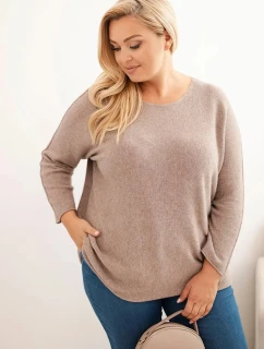 Dámsky plus size sveter s lodičkovým výstrihom Fango