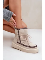 Dámske vyšívané snehule na platforme svetlo béžové Naleris Dámske vyšívané snehule na platforme svetlo béžové Naleris