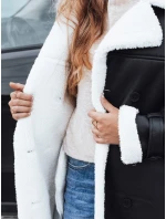 Dámsky zimný kabát CHICFROST dlhý čierny kožený FashionStreet TY4991 Dámsky zimný kabát CHICFROST dlhý čierny kožený FashionStreet TY4991