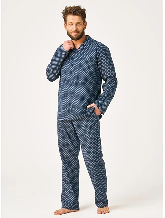 Pyžamo Key MNS 912 B26, s dlhými rukávmi, veľkosť 3XL–4XL, na zapínanie