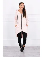 Mikina so zipsom na chrbte púdrovo ružová