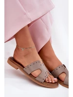 Zazoo 40326 Damskie Klapki Z Ozdobnymi Wycięciami Ciemnobeżowe