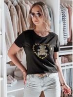 TEDDYCAP dámske bavlnené tričko s potlačou medvedíka čierne FashionStreet RY2746 TEDDYCAP dámske bavlnené tričko s potlačou medvedíka čierne FashionStreet RY2746