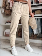 Dámske nohavice chinos s opaskom RELCIX light beige FashionStreet UY2585