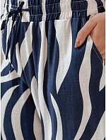 Dámske pruhované nohavice so širokými nohavicami ZEBRAVIBE navy blue and beige FashionStreet UY2654