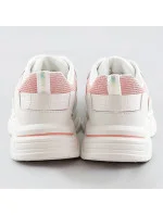 Bielo-ružové dámske sneakersy s brokátovými vsadkami (LU-2)